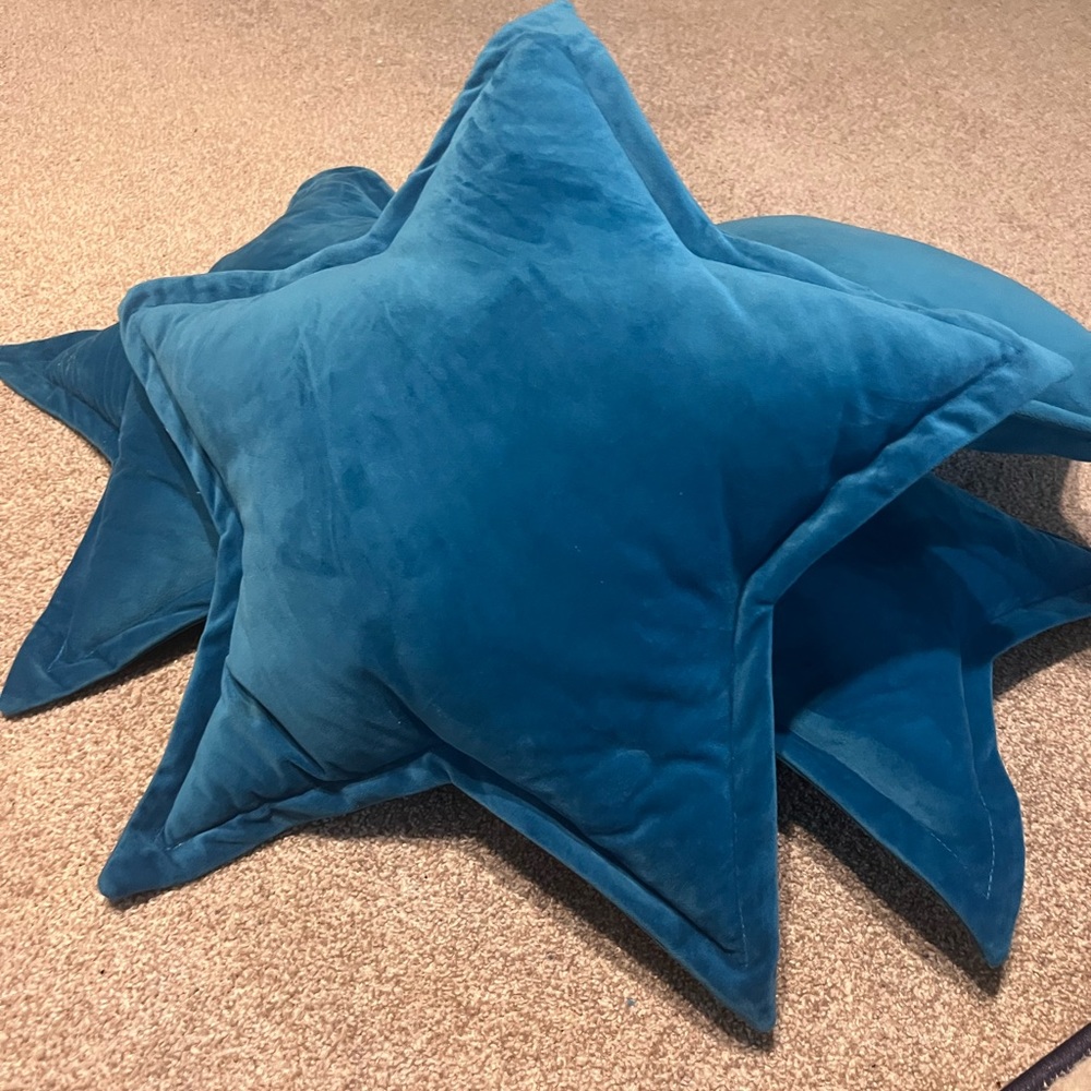 Pillowfort Blue Velvet Star Pillows